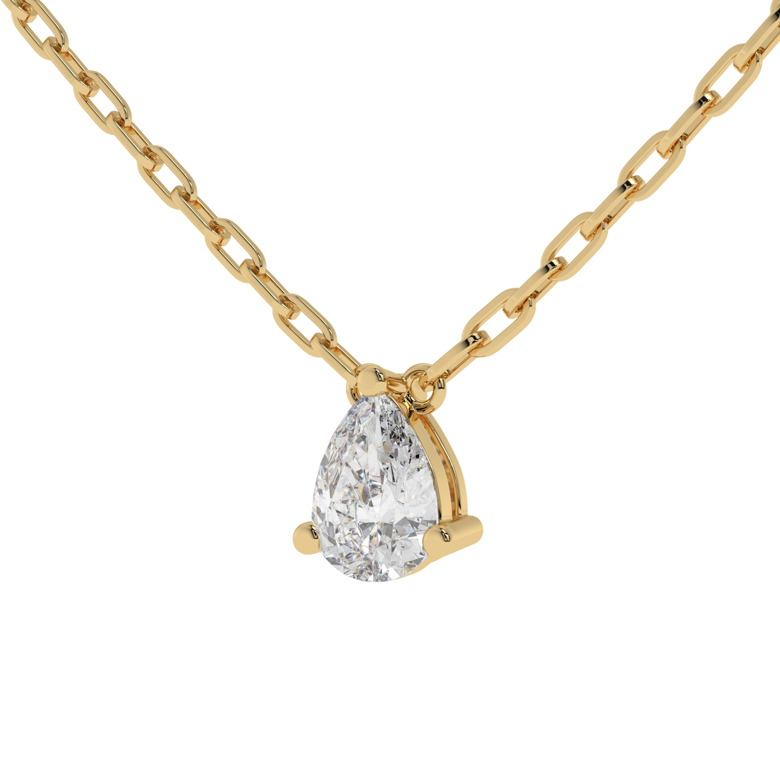 Pear Paperclip Chain Pendant in yellow finish