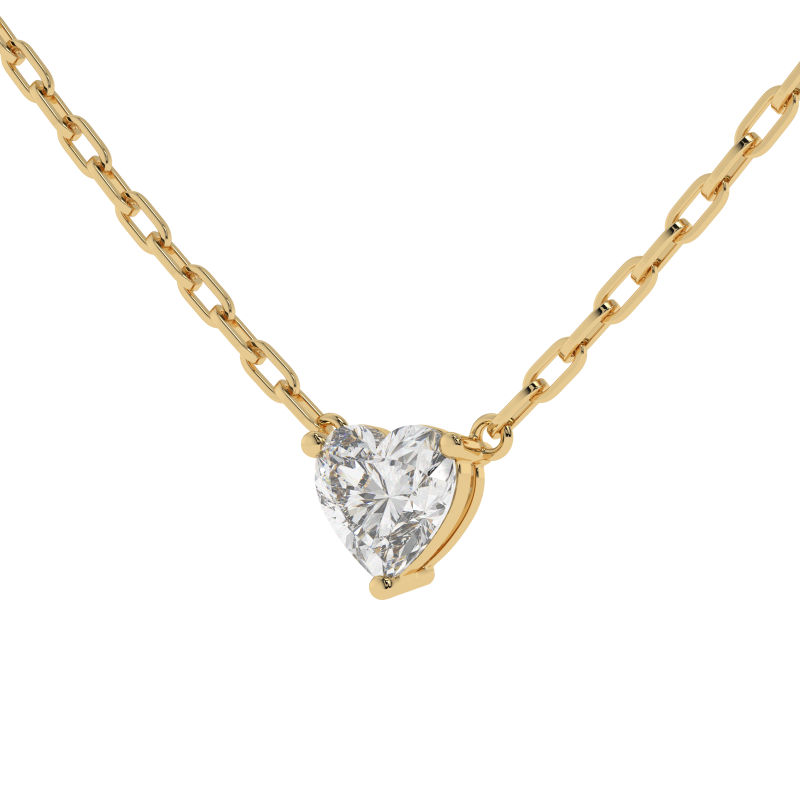 Heart Paperclip Chain Pendant in yellow finish