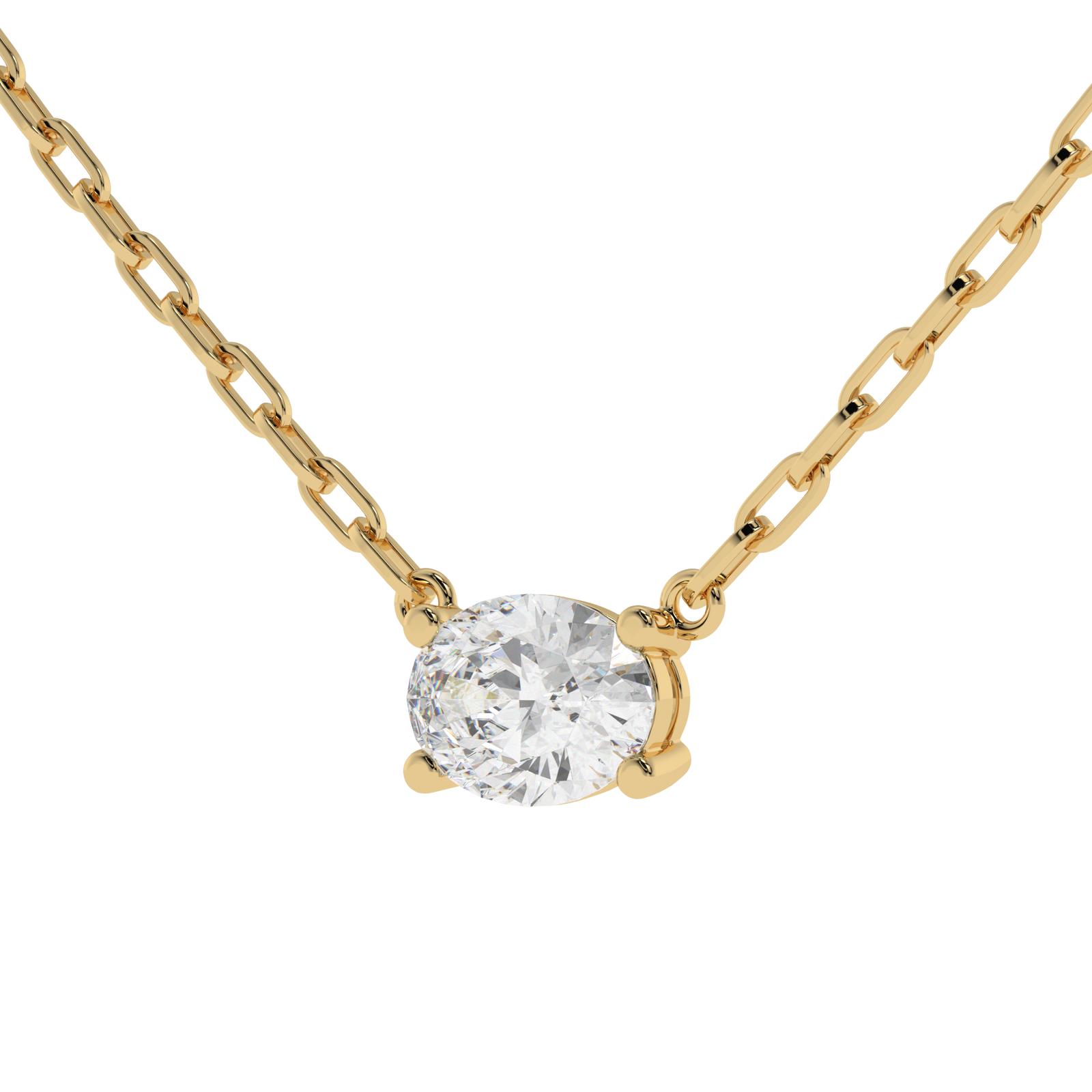 Oval Paperclip Chain Pendant in yellow finish