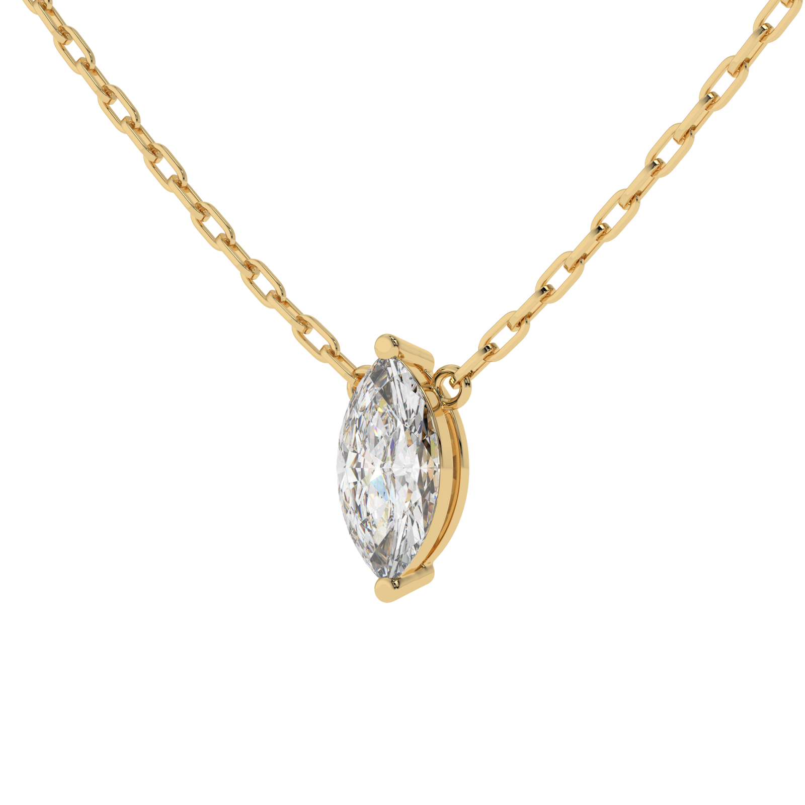 Marquise Paperclip Chain Pendant in yellow finish