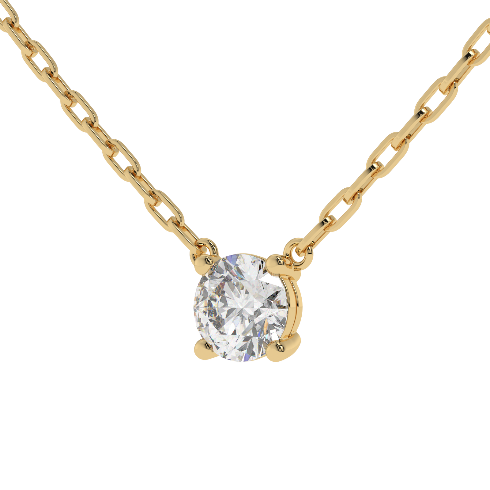 Round Paperclip Chain Pendant in yellow finish