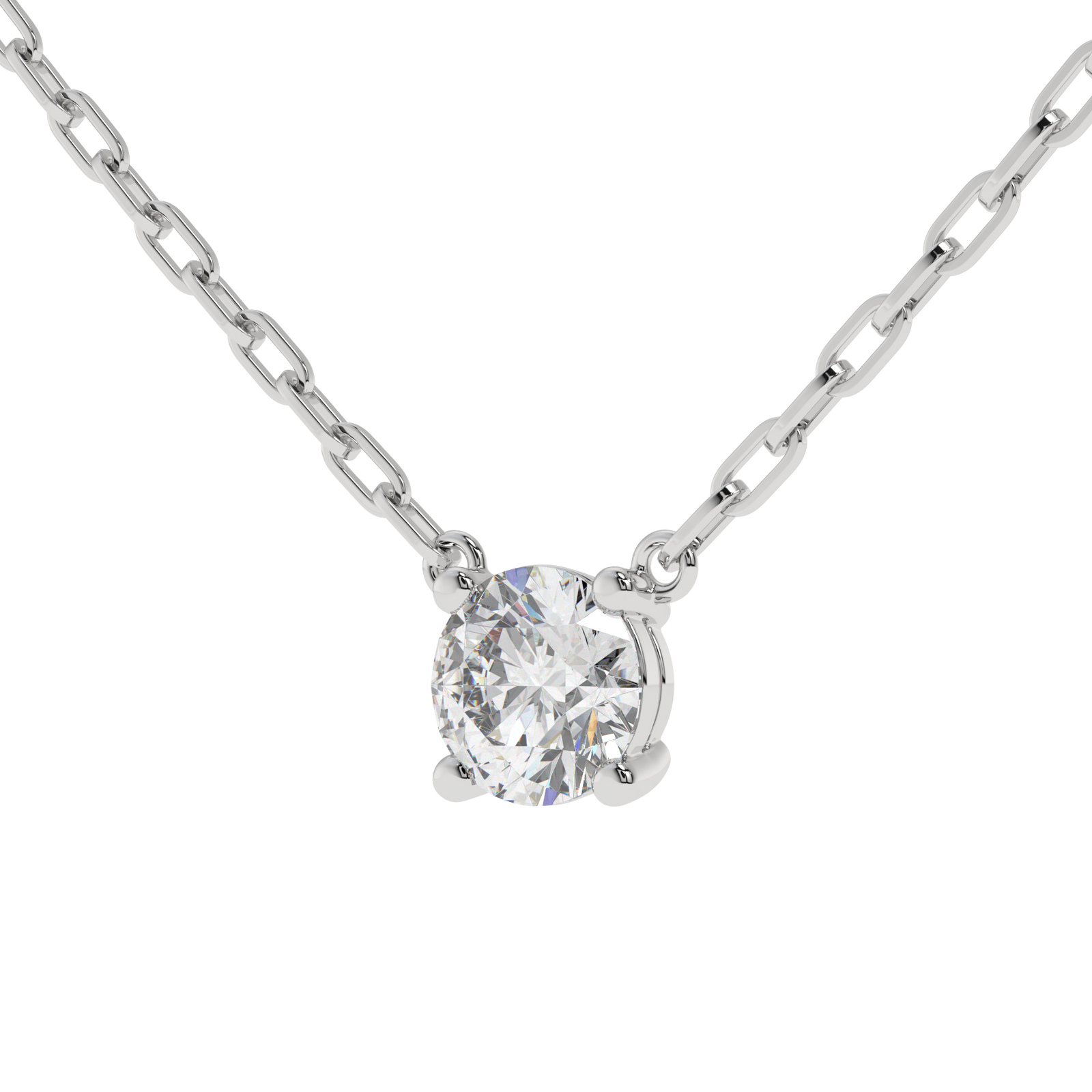 Round Paperclip Chain Pendant in white finish