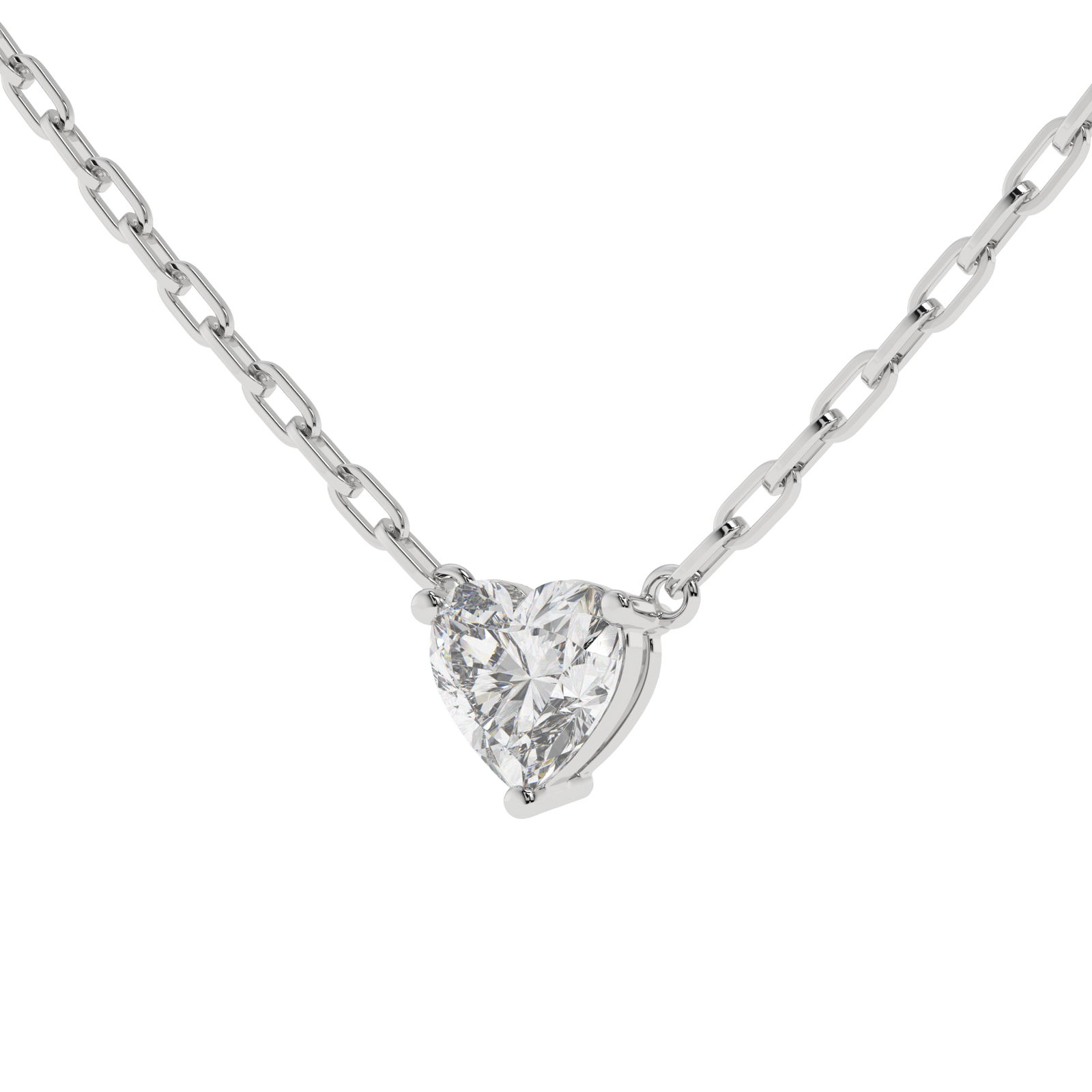 Heart Paperclip Chain Pendant in white finish