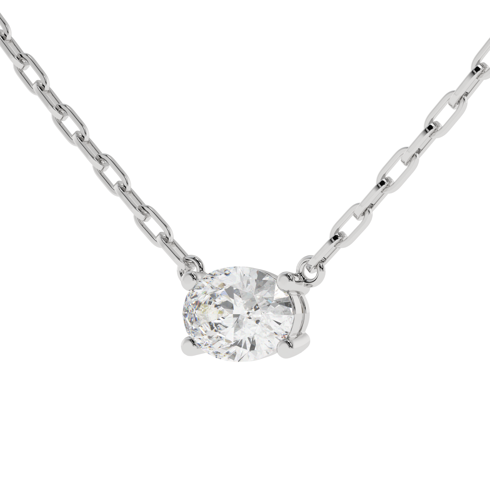 Oval Paperclip Chain Pendant in white finish