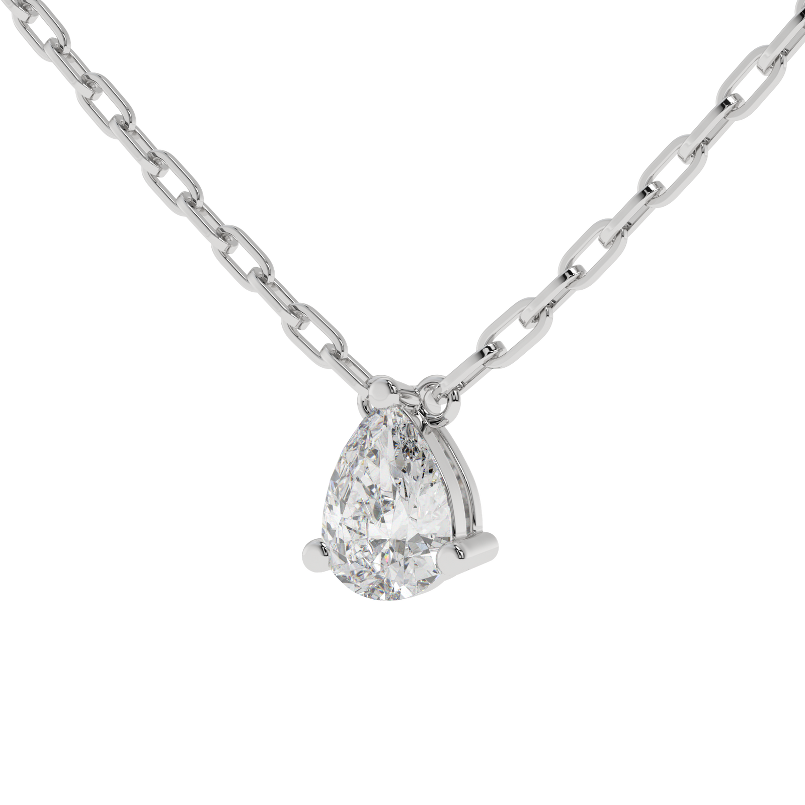 Pear Paperclip Chain Pendant in white finish