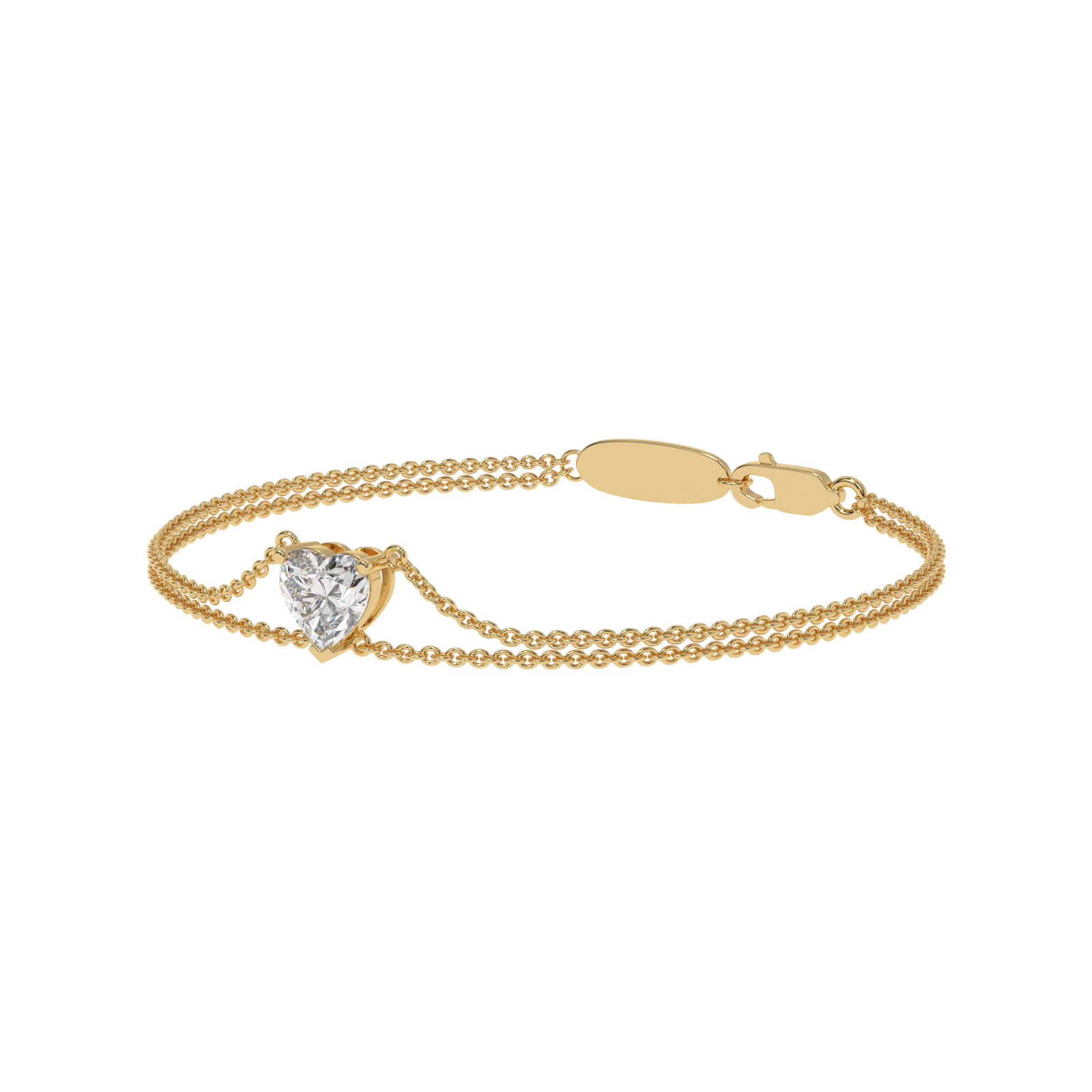Heart Double Chain Bracelet in yellow finish