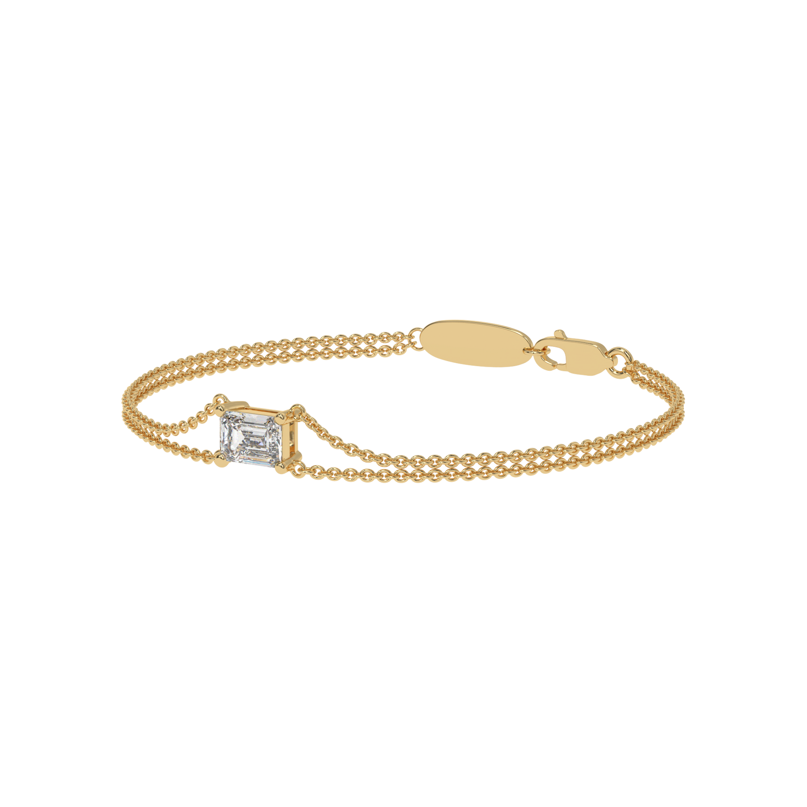 Emerald Double Chain Bracelet in yellow finish