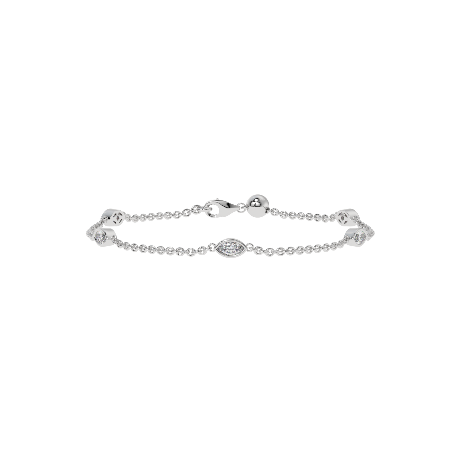 Marquise By The Yard Bracelet in white finish