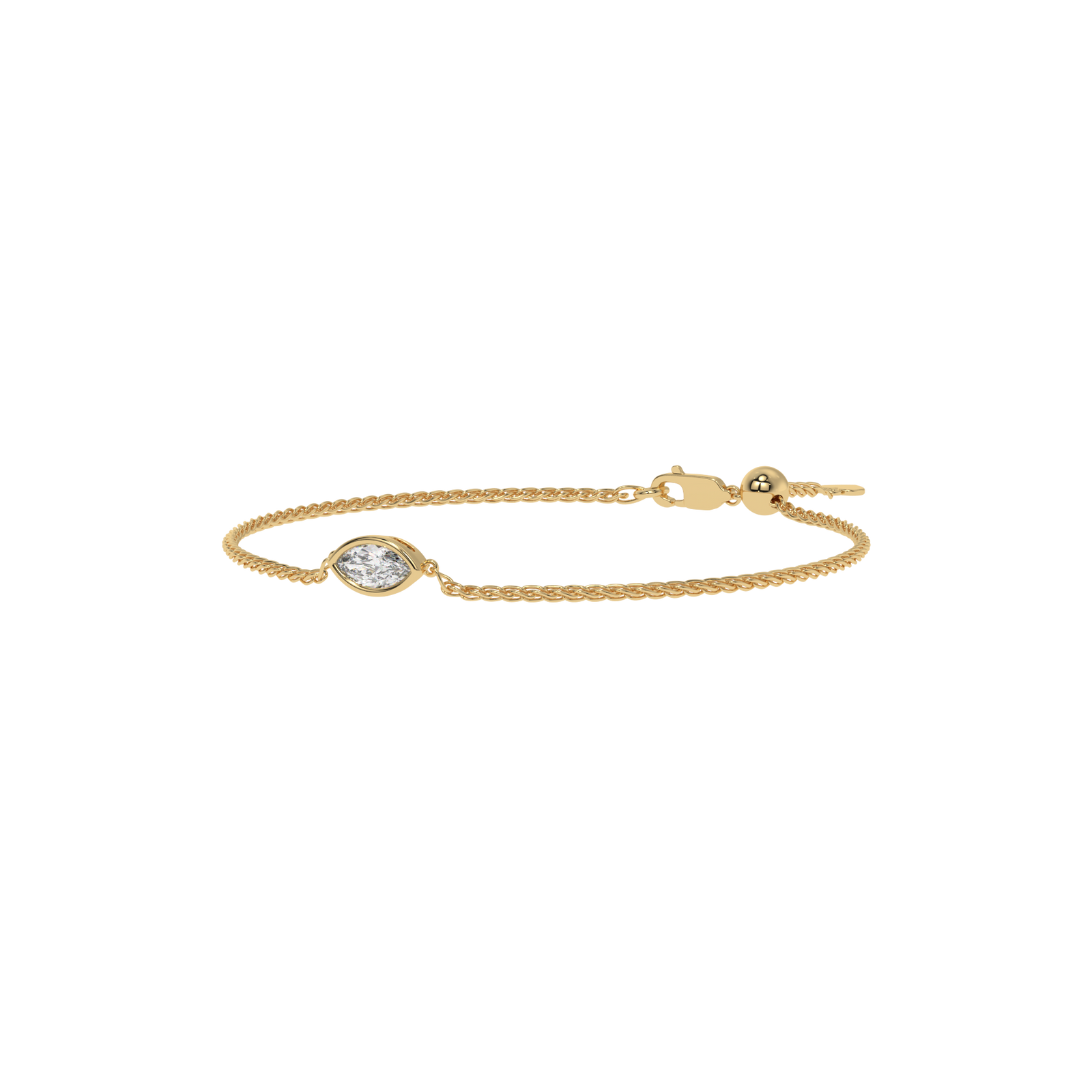 Marquise Adjustable Chain Bracelet in yellow finish