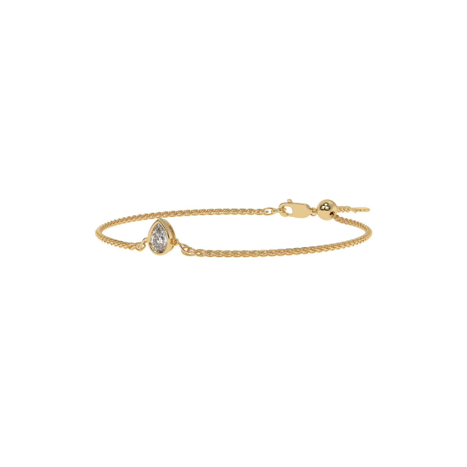 Pear Adjustable Chain Bracelet in yellow finish