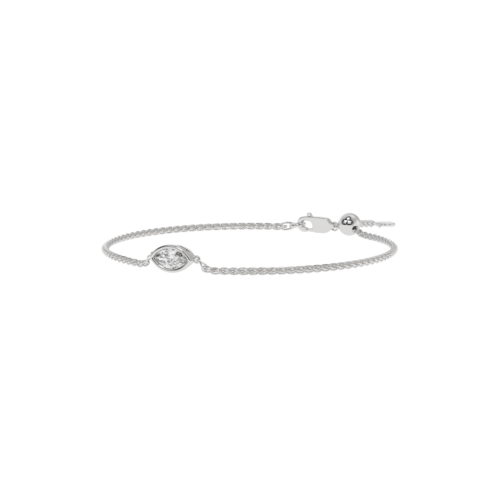 Marquise Adjustable Chain Bracelet in white finish