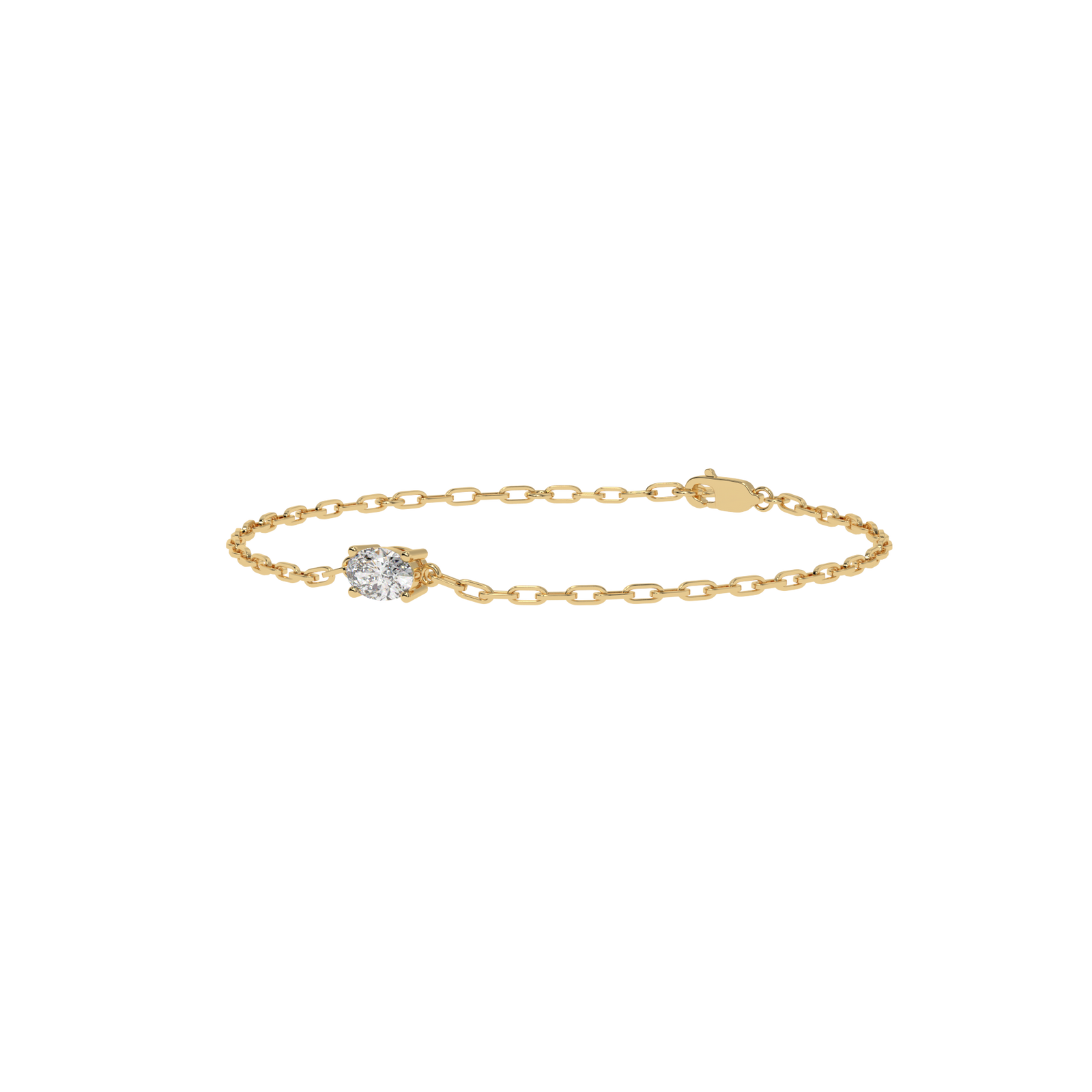 Oval Paperclip Chain Bracelet in yellow finish