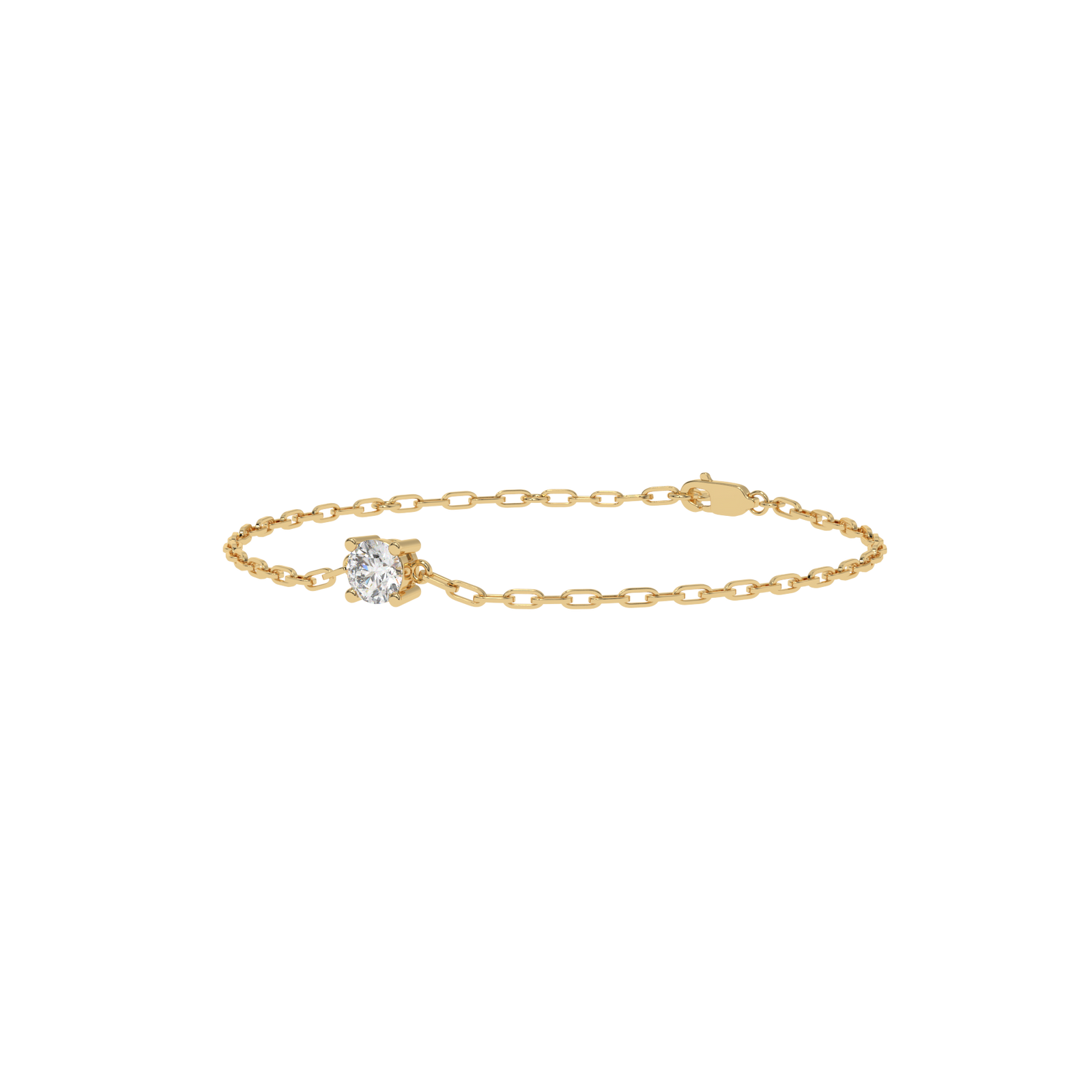 Round Paperclip Chain Bracelet in yellow finish