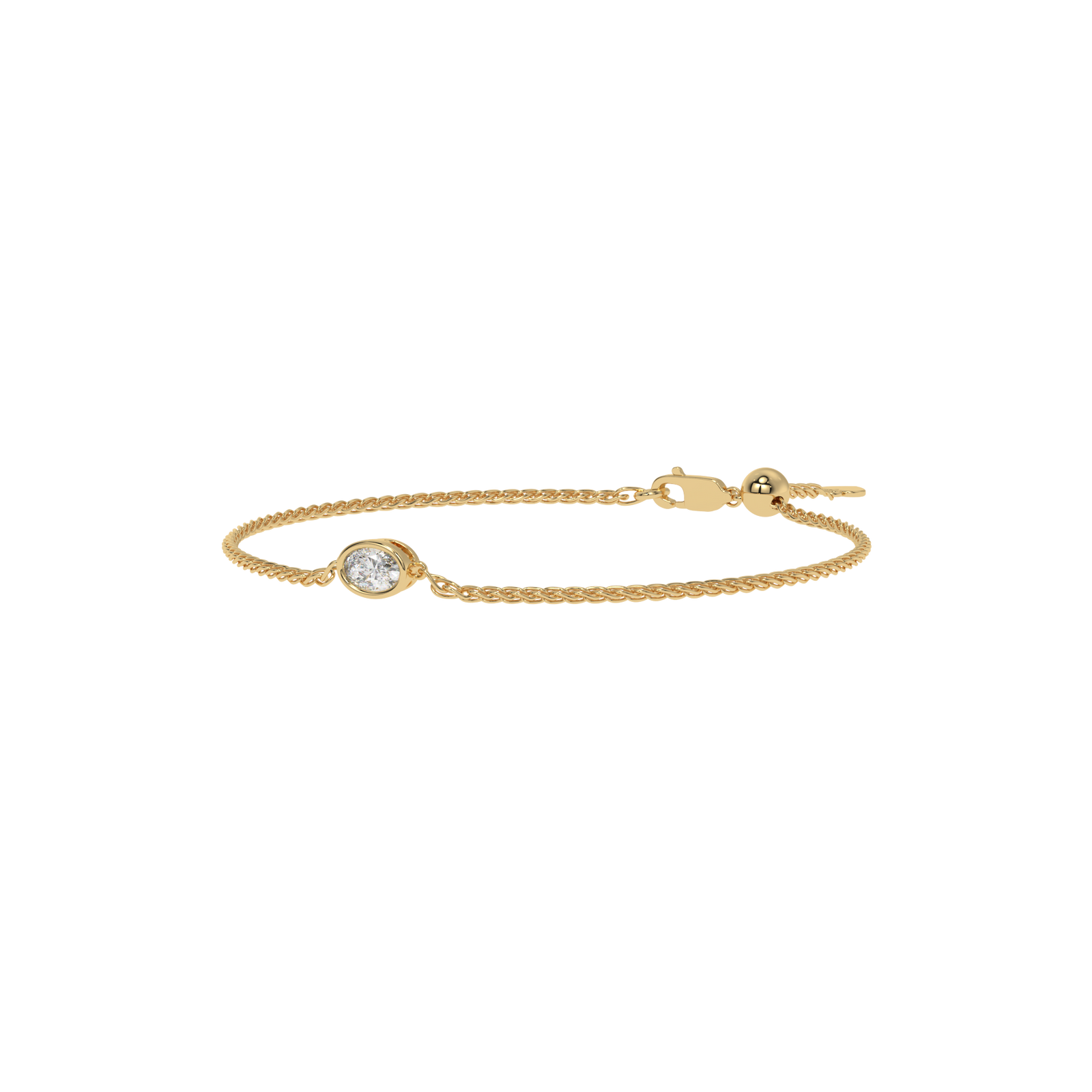 Oval Adjustable Chain Bracelet in yellow finish