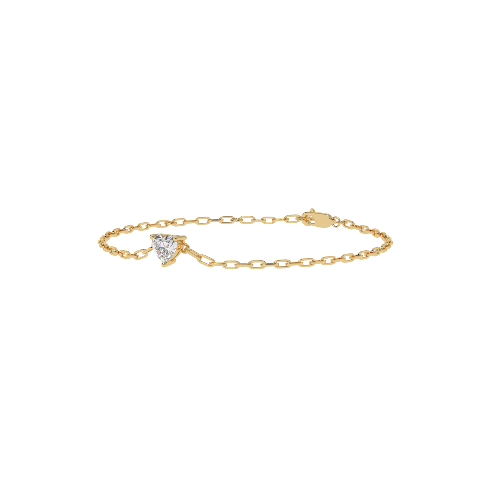 Heart Paperclip Chain Bracelet in yellow finish