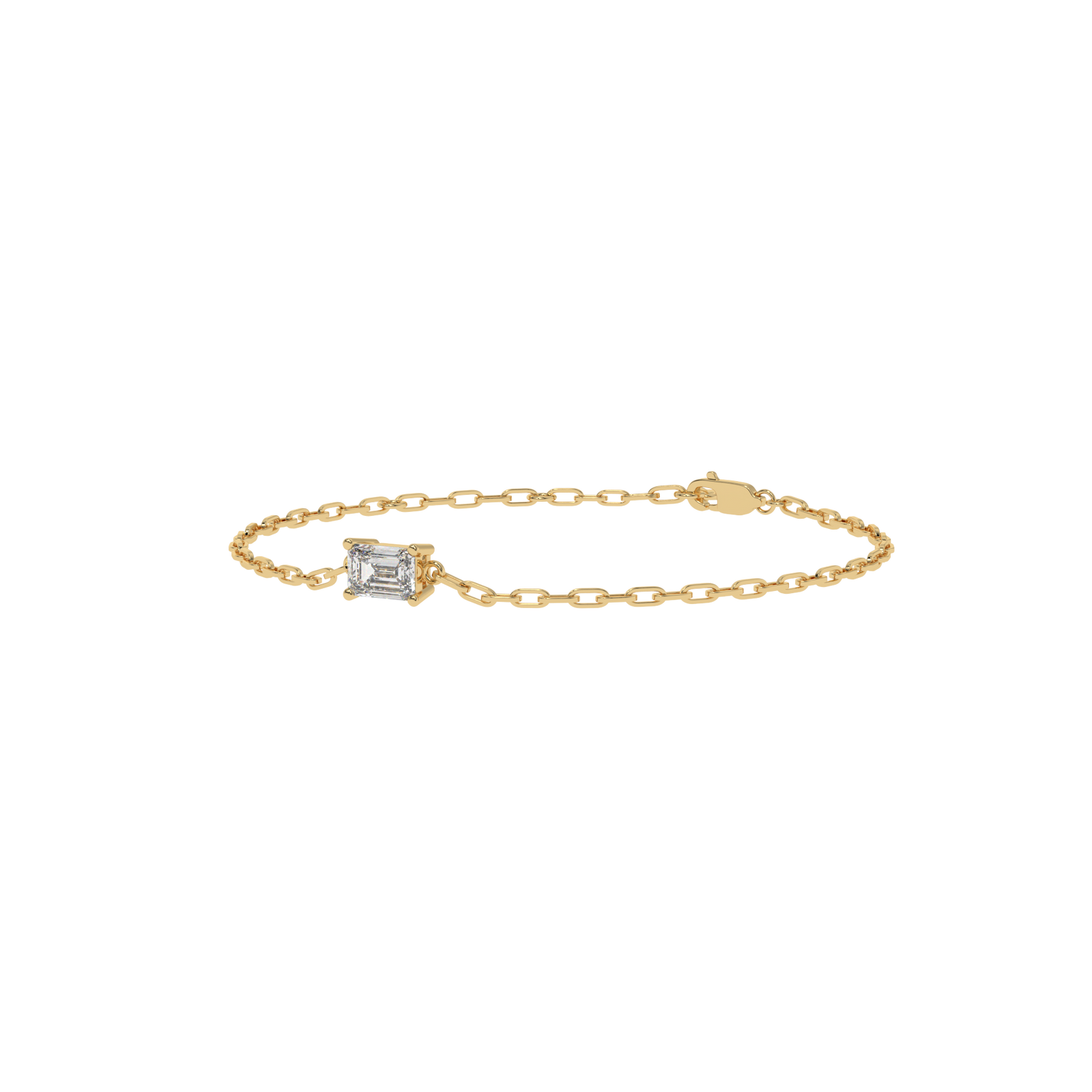 Emerald Paperclip Chain Bracelet in yellow finish