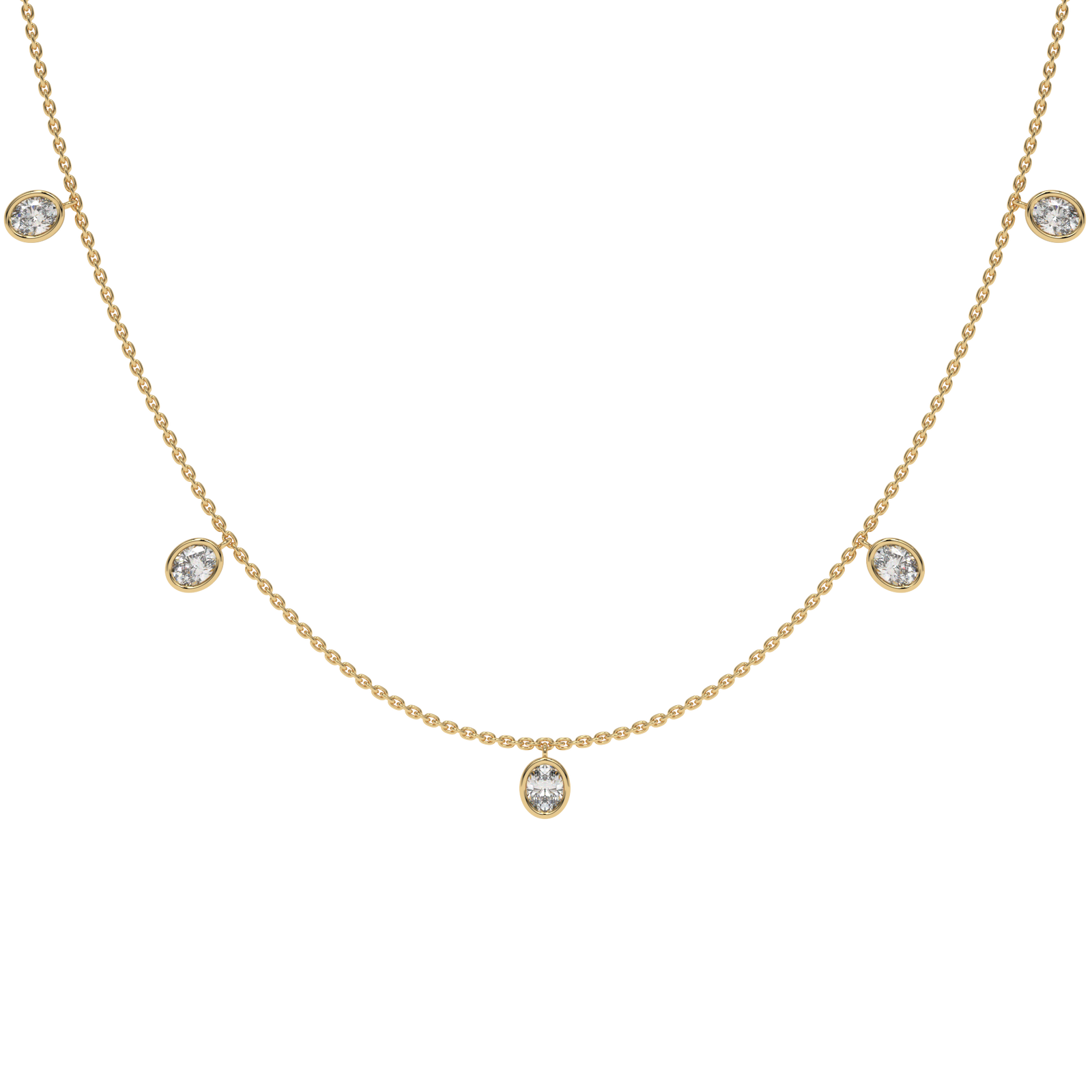 Oval Charm Necklace in yellow finish