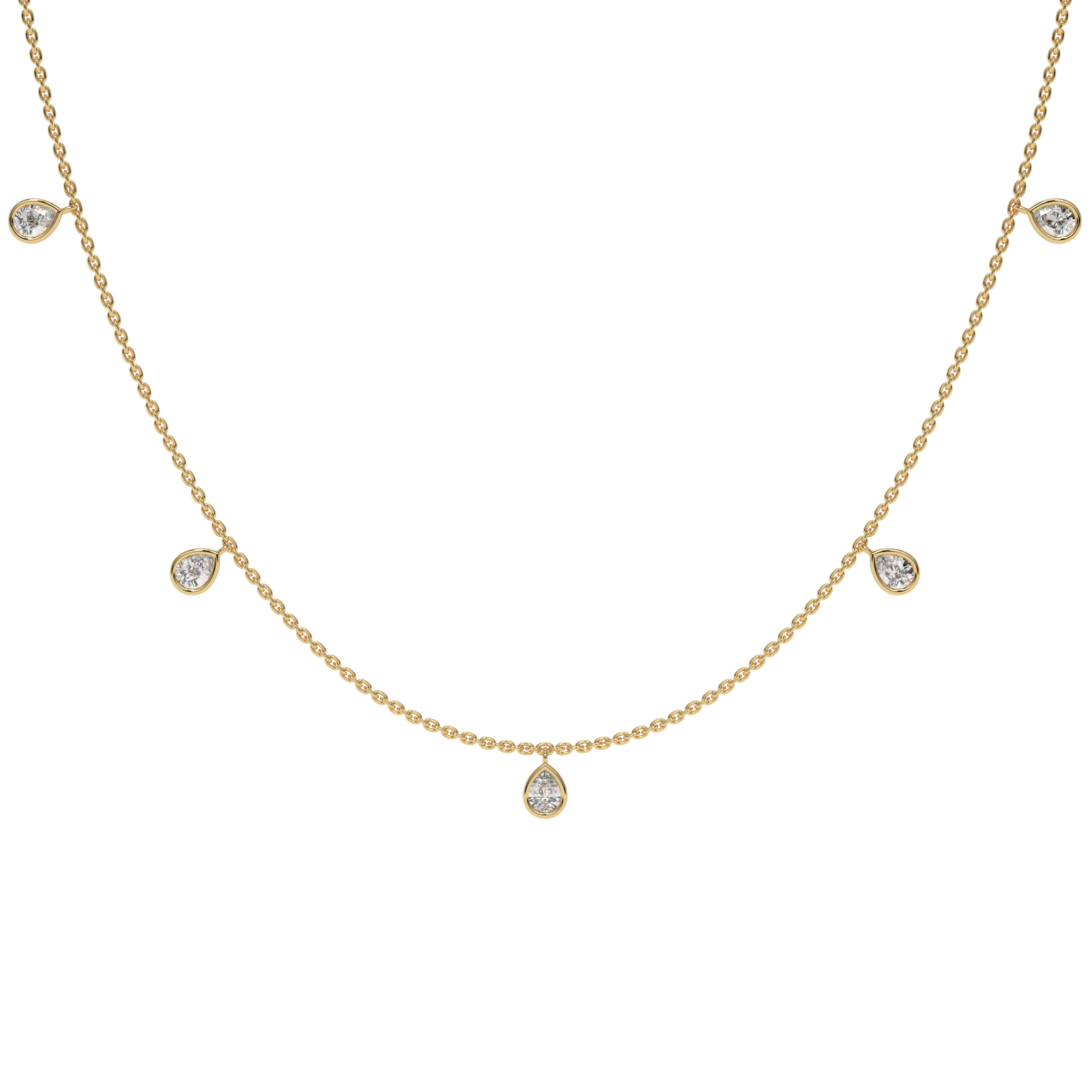 Pear Charm Necklace in yellow finish