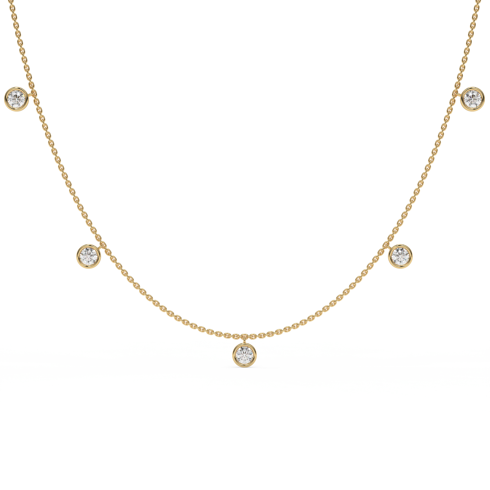 Round Charm Necklace in yellow finish