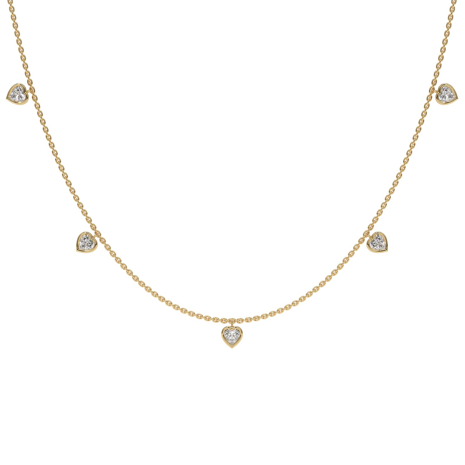 Heart Charm Necklace in yellow finish