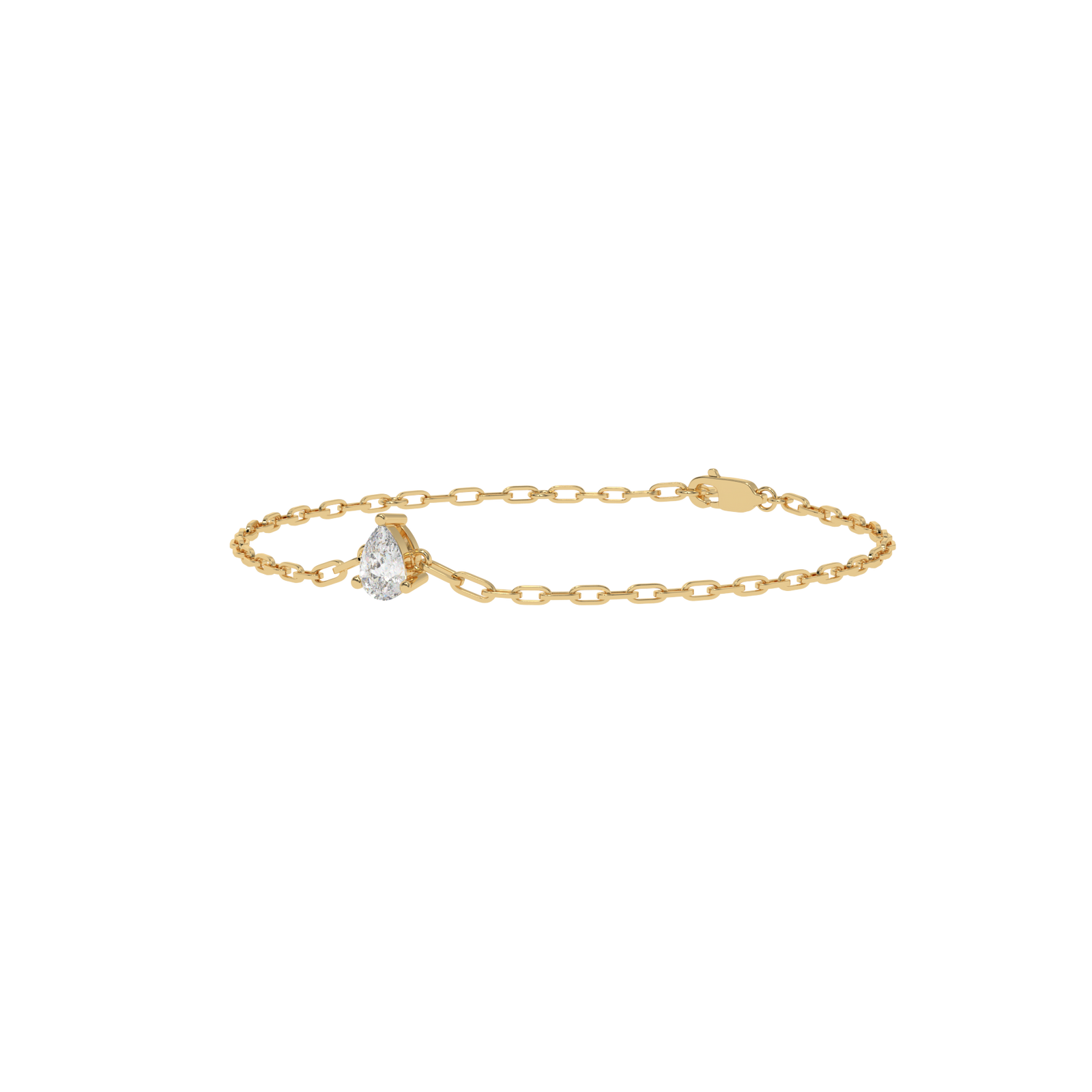 Pear Paperclip Chain Bracelet in yellow finish
