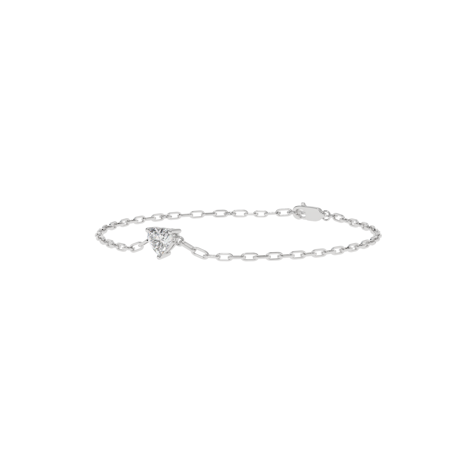 Heart Paperclip Chain Bracelet in white finish