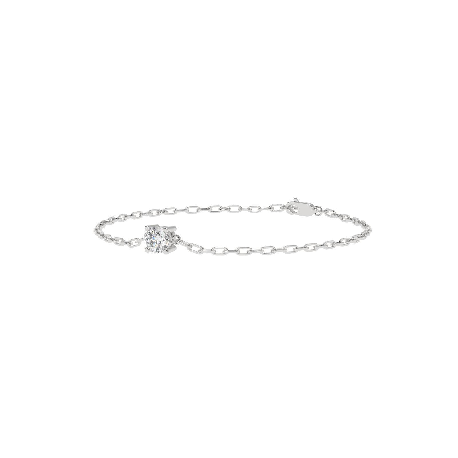Round Paperclip Chain Bracelet in white finish
