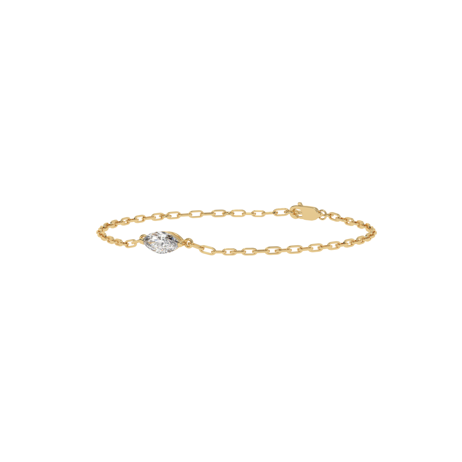 Marquise Paperclip Chain Bracelet in yellow finish