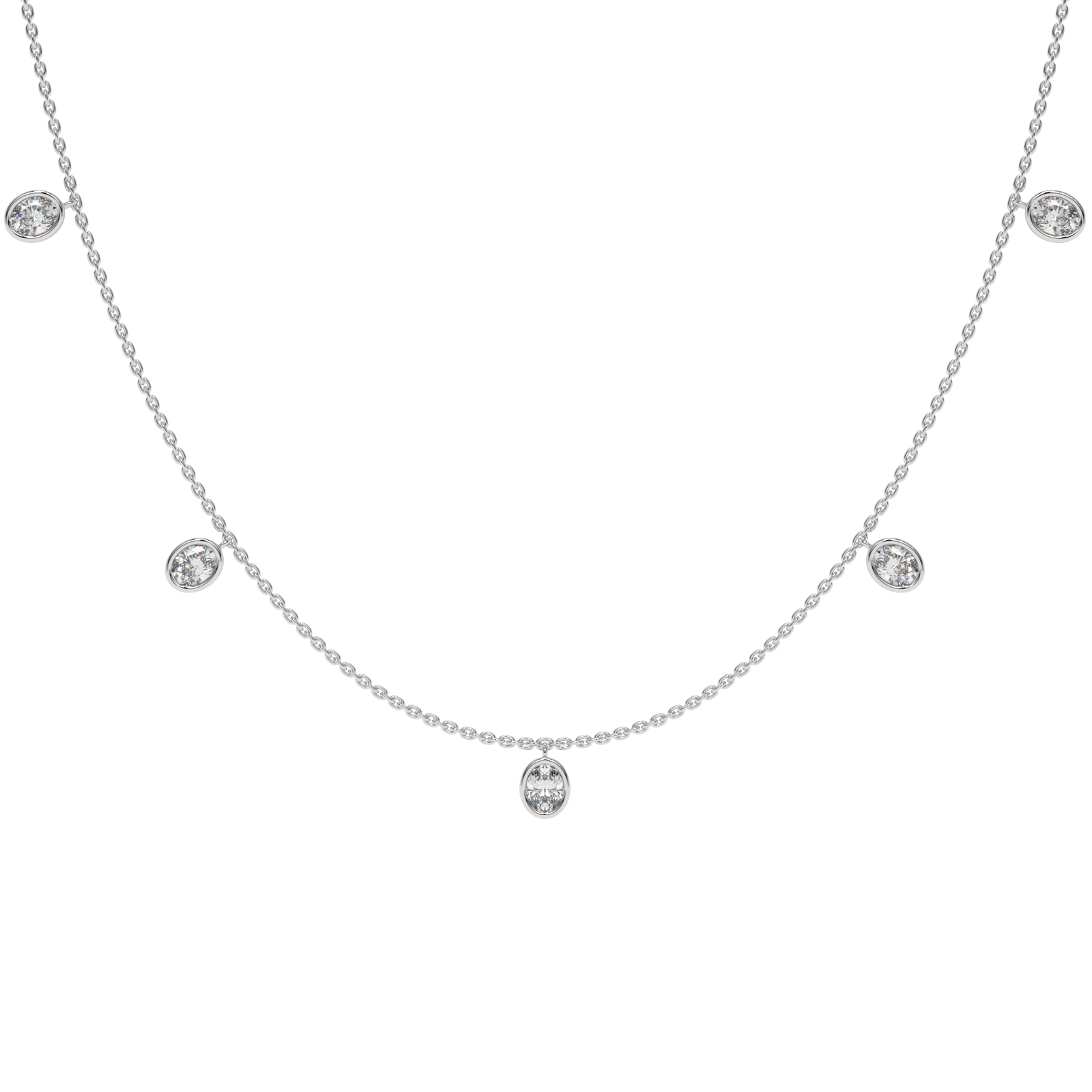 Oval Charm Necklace in white finish