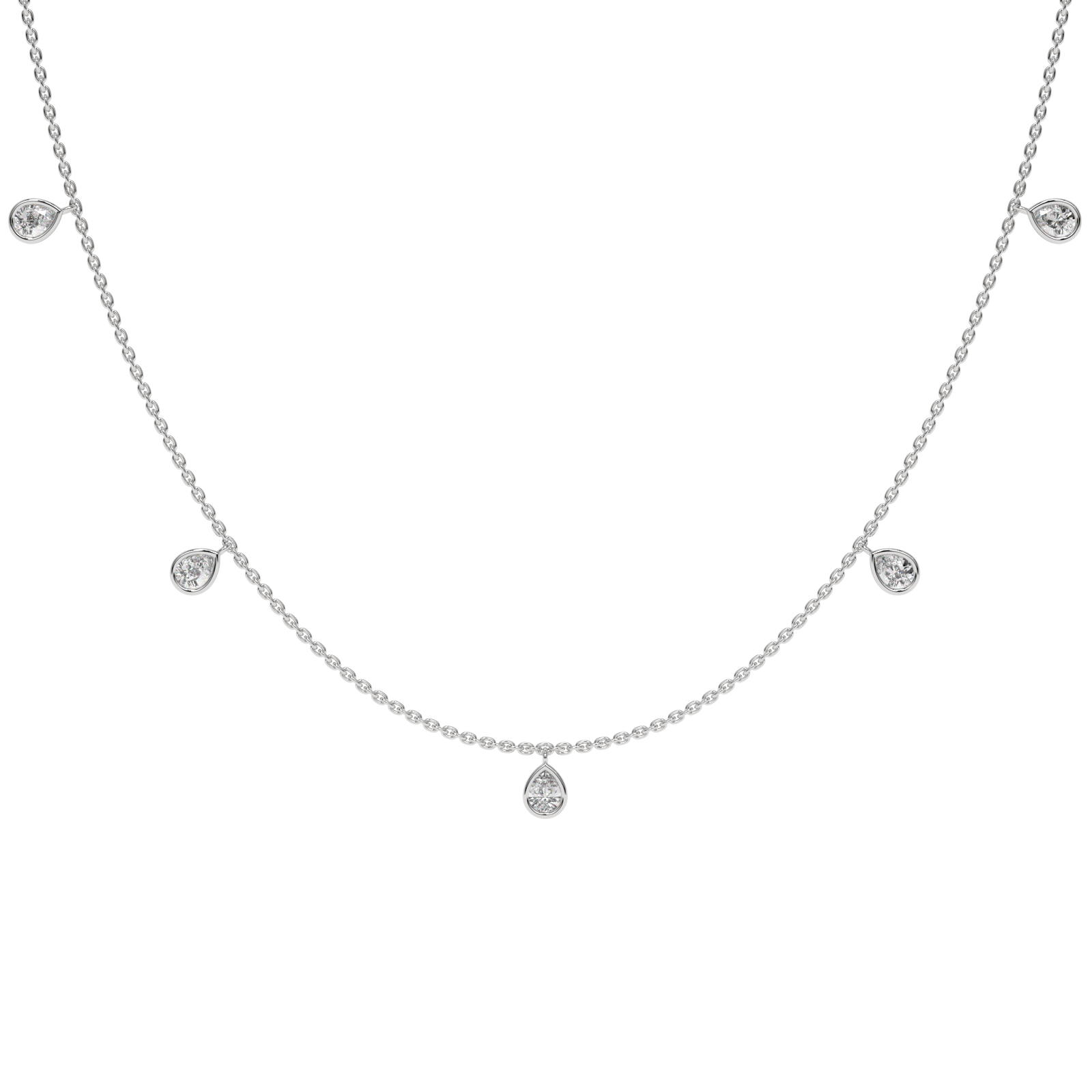 Pear Charm Necklace in white finish