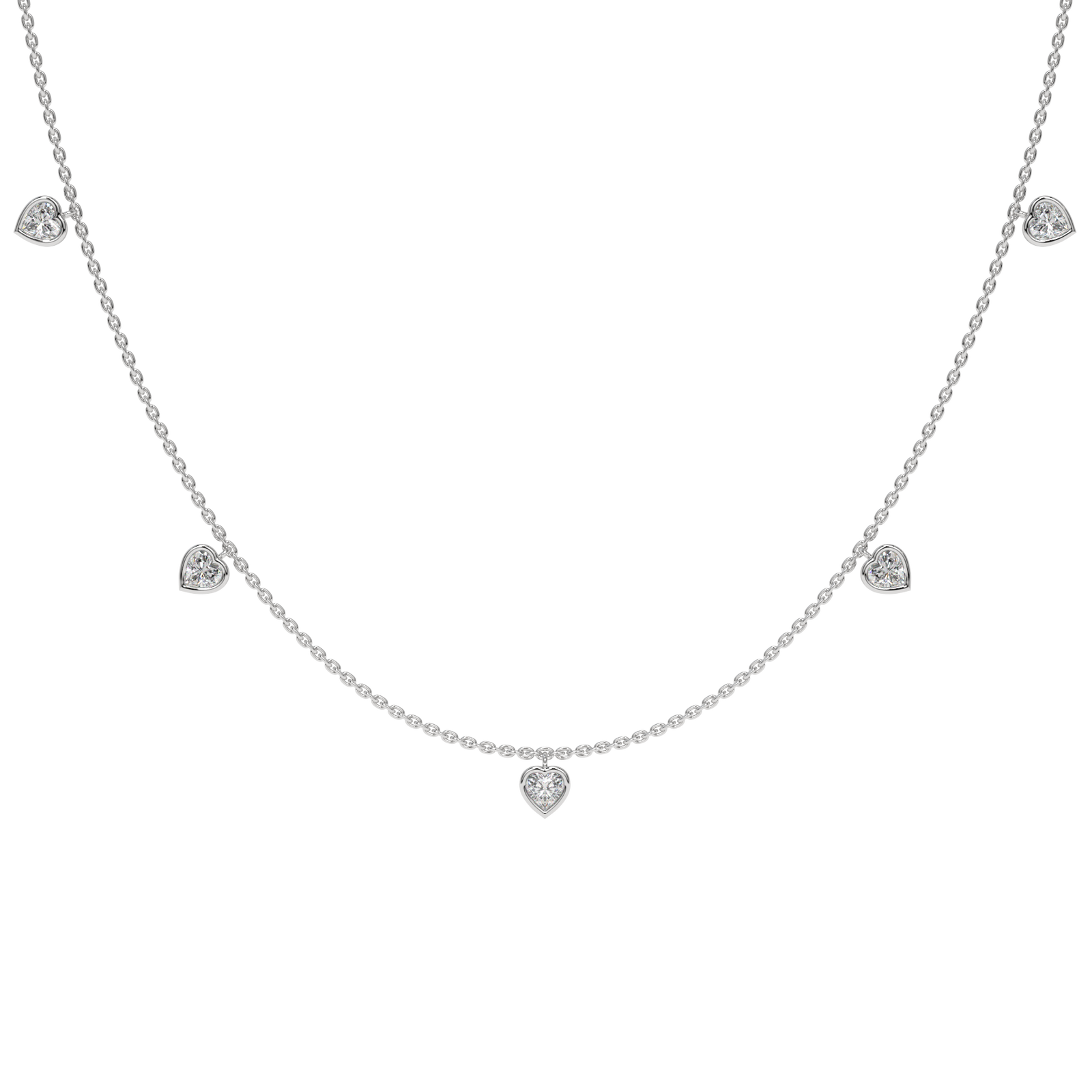 Heart Charm Necklace in white finish