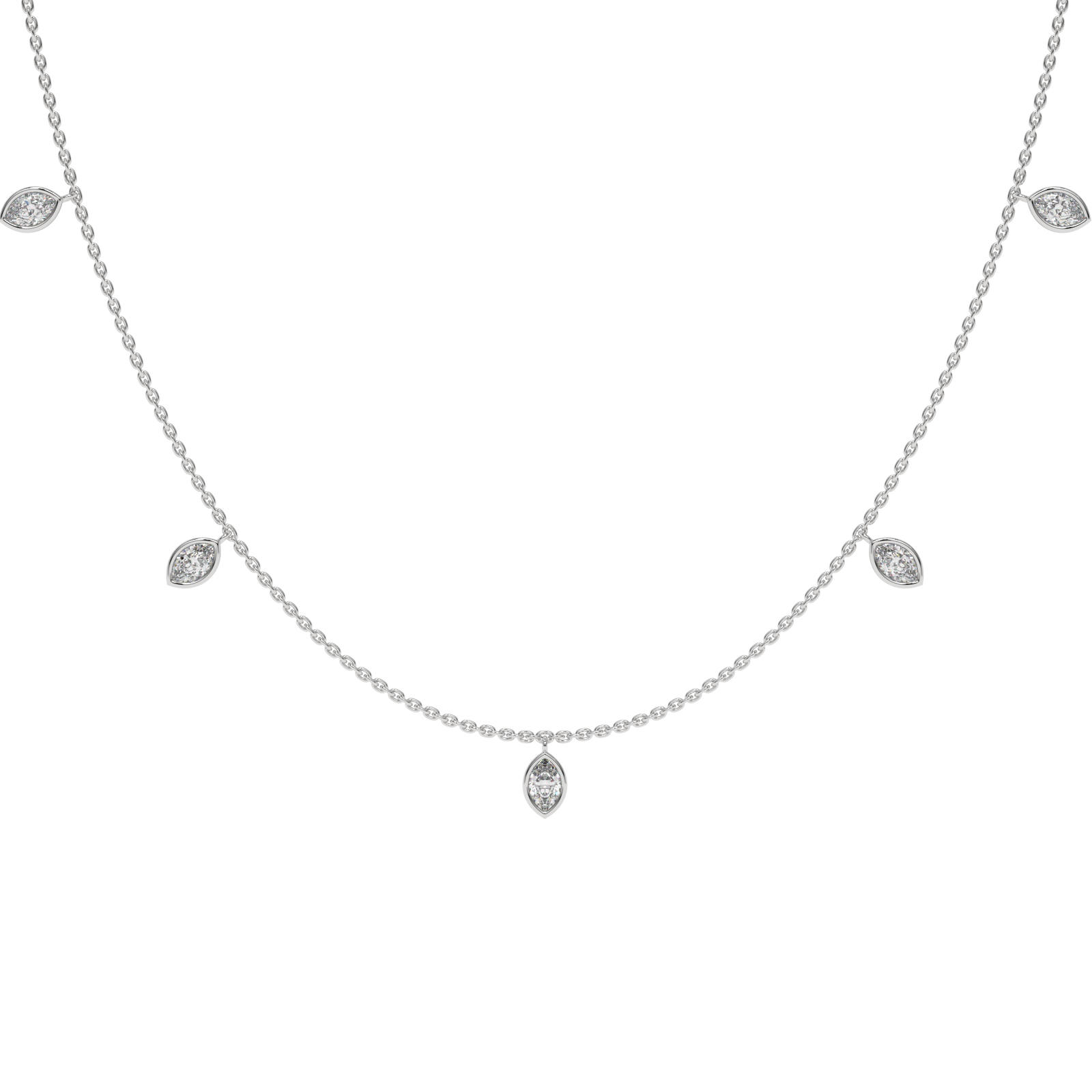 Marquise Charm Necklace in white finish