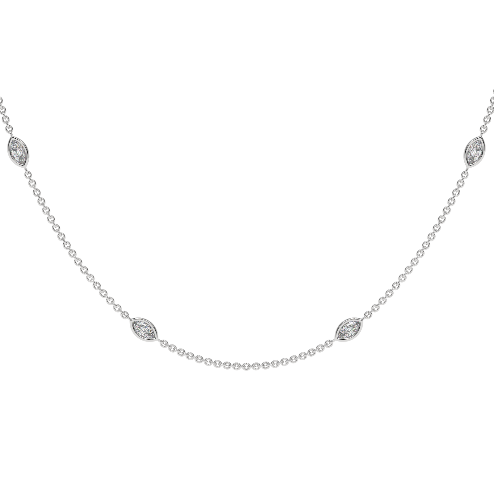Marquise By The Yard Necklace in white finish