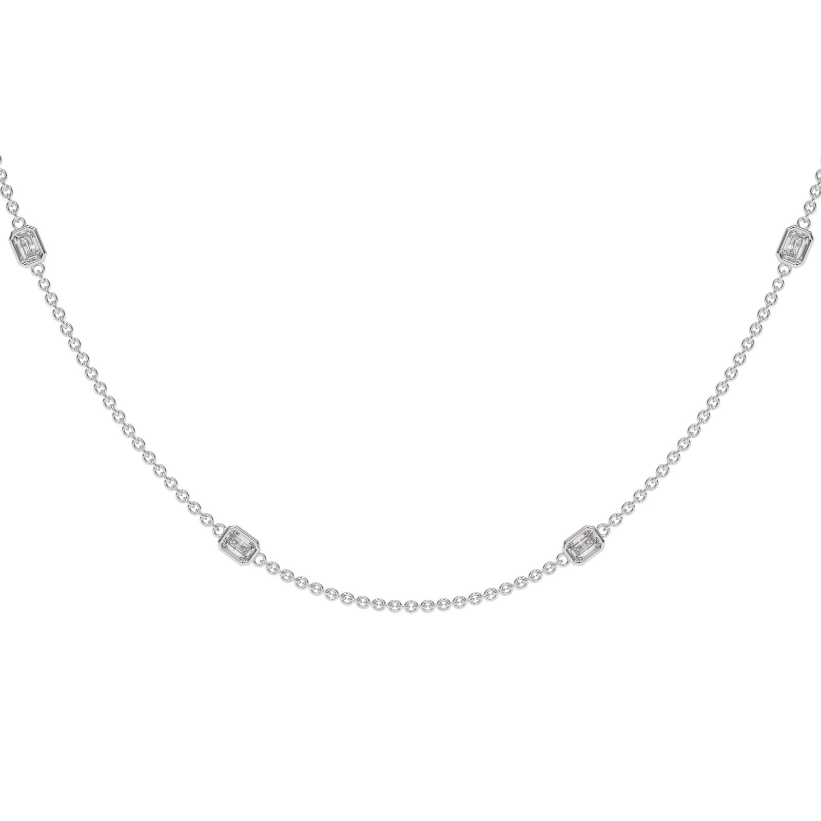 Emerald By The Yard Necklace in white finish