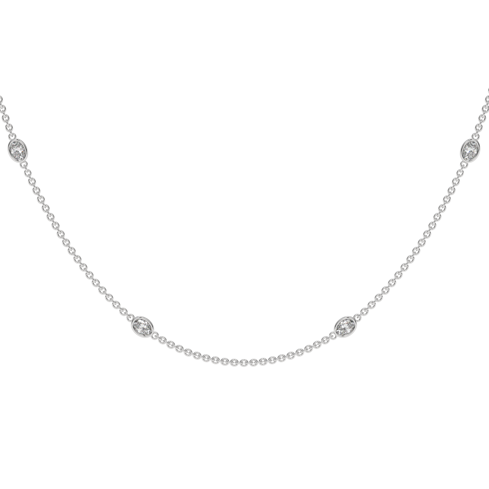 Oval By The Yard Necklace in white finish