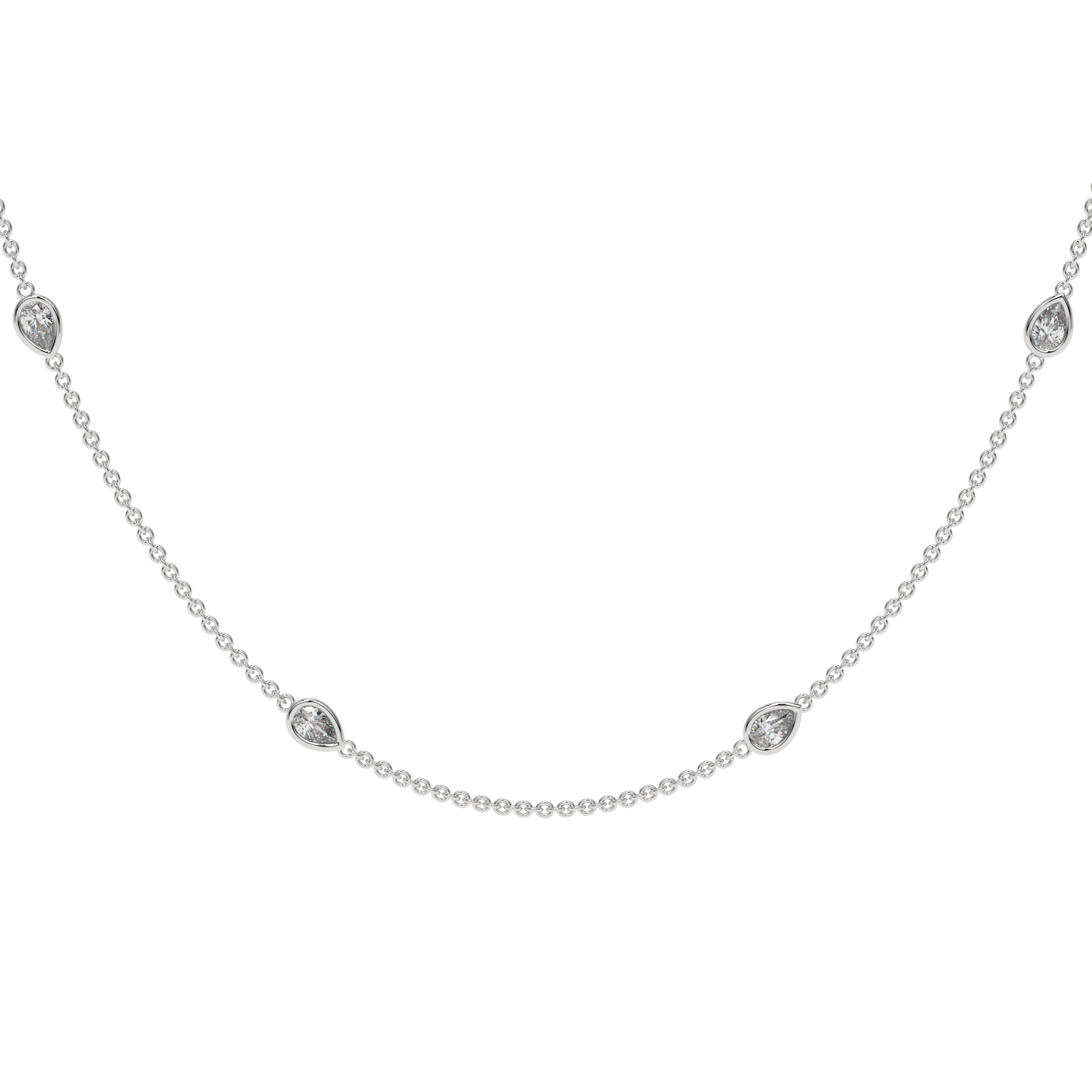 Pear By The Yard Necklace in white finish