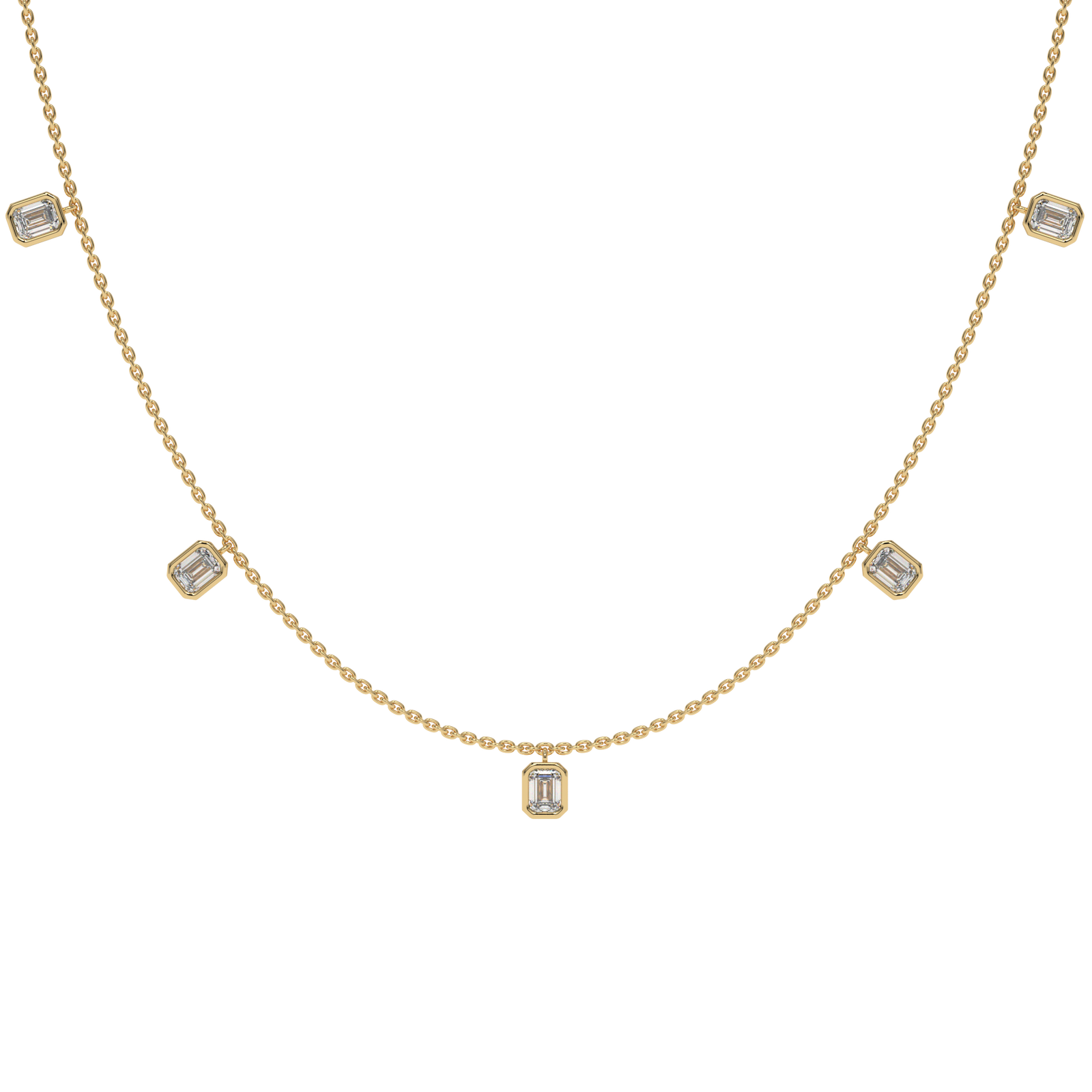 Emerald Charm Necklace in yellow finish