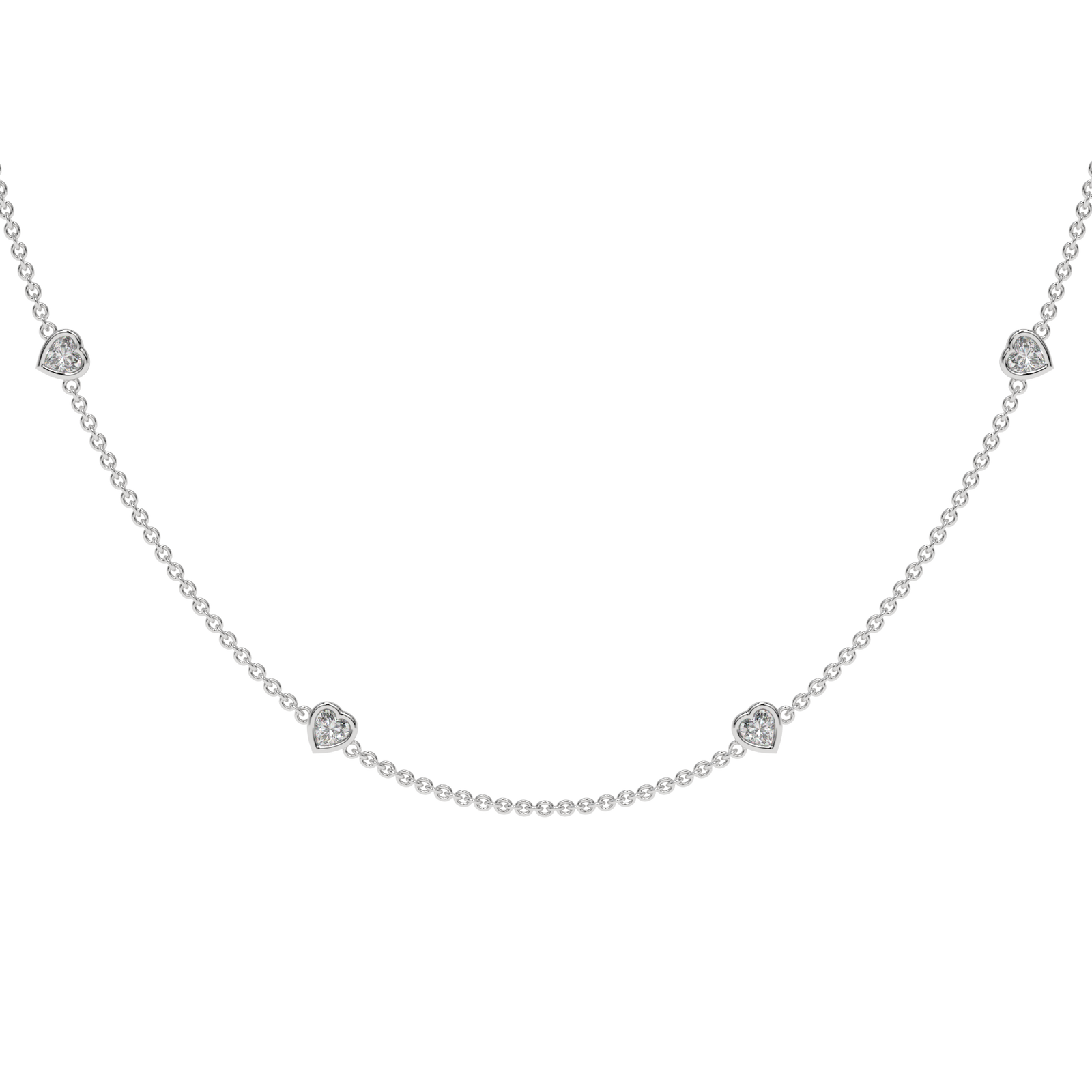 Heart By The Yard Necklace in white finish