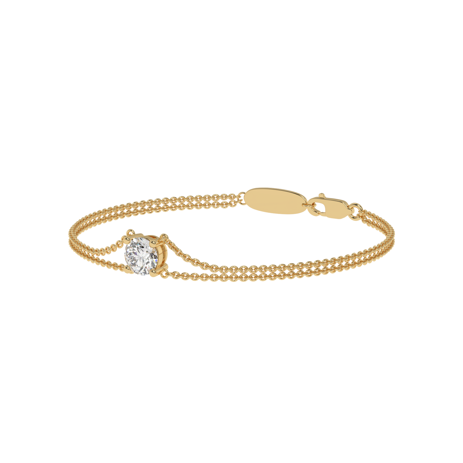 Round Double Chain Bracelet in yellow finish