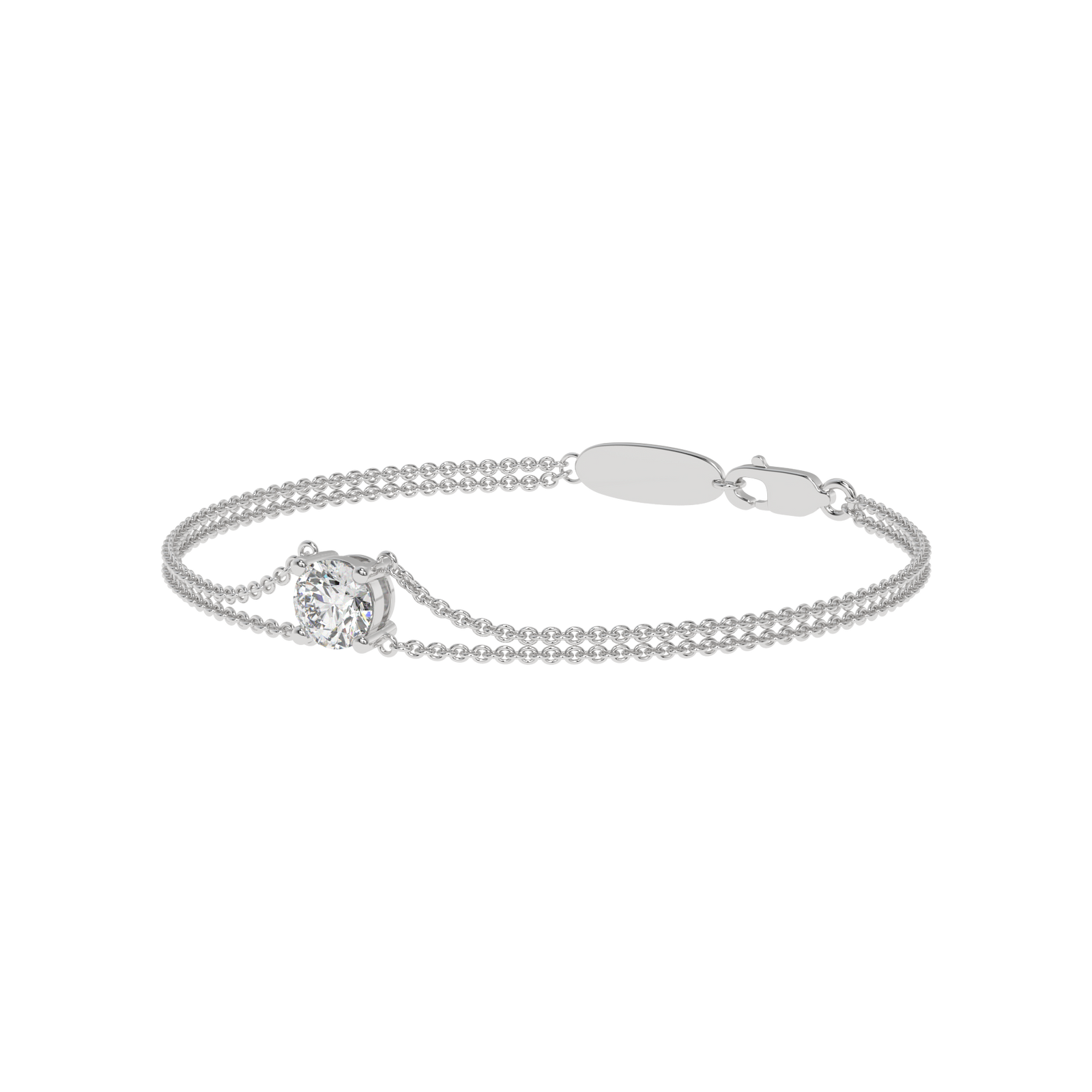 Round Double Chain Bracelet in white finish